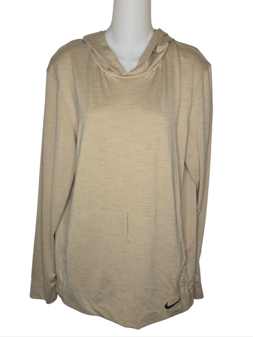 Nike Yoga Dri-FIT Women's Lightweight Hoodie Pullover - Tan Heather, Size Small